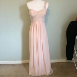 Blush gown sweetheart one shoulder strap